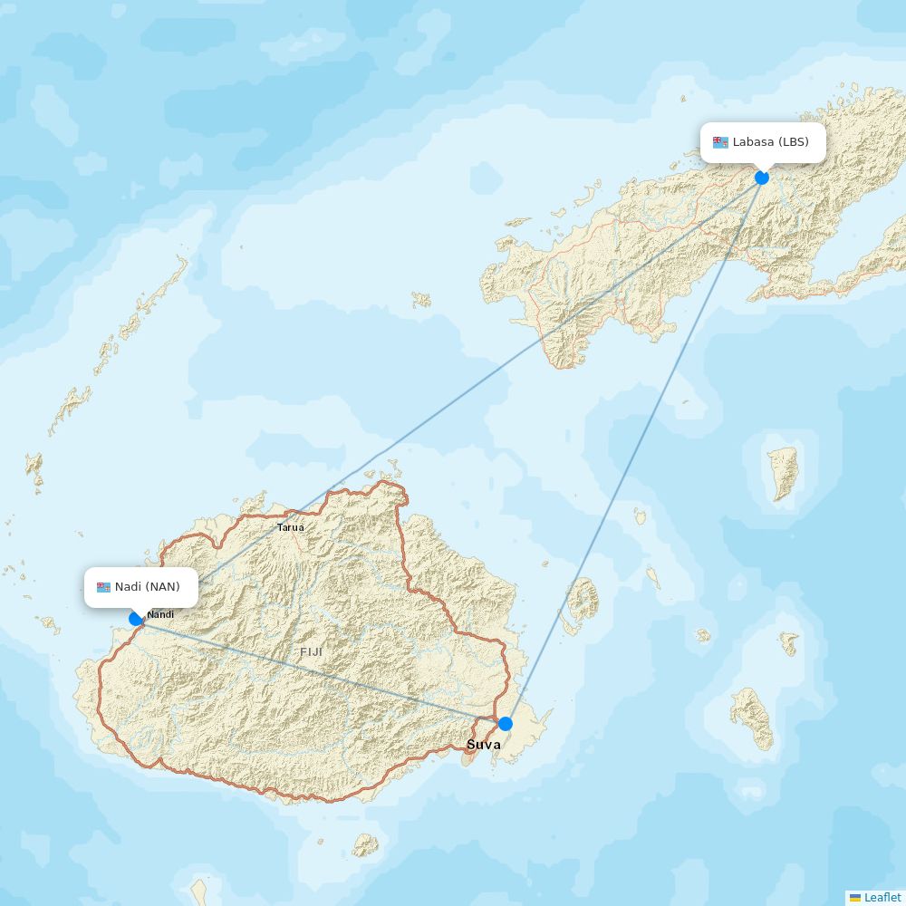 Fiji Airways Airline Routes FJ 2026 Map Flight Routes NAN LBS 