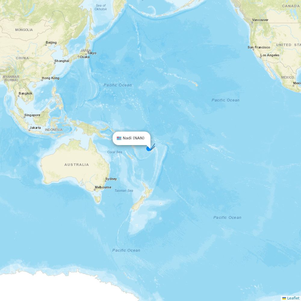 Fiji Airways Airline Routes FJ 2026 Map Flight Routes NAN SFO 