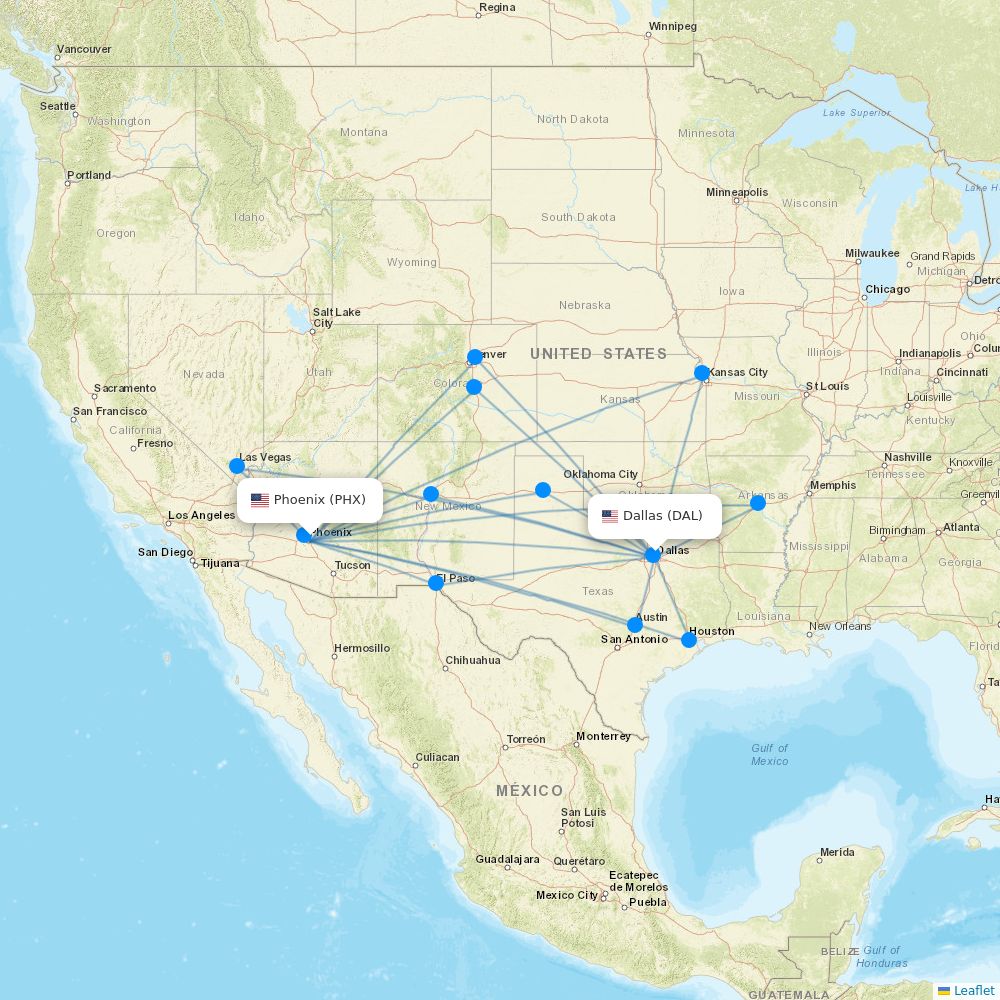 Southwest Airlines Routes 2026 Map With All Flights Flight Routes PHX DAL 