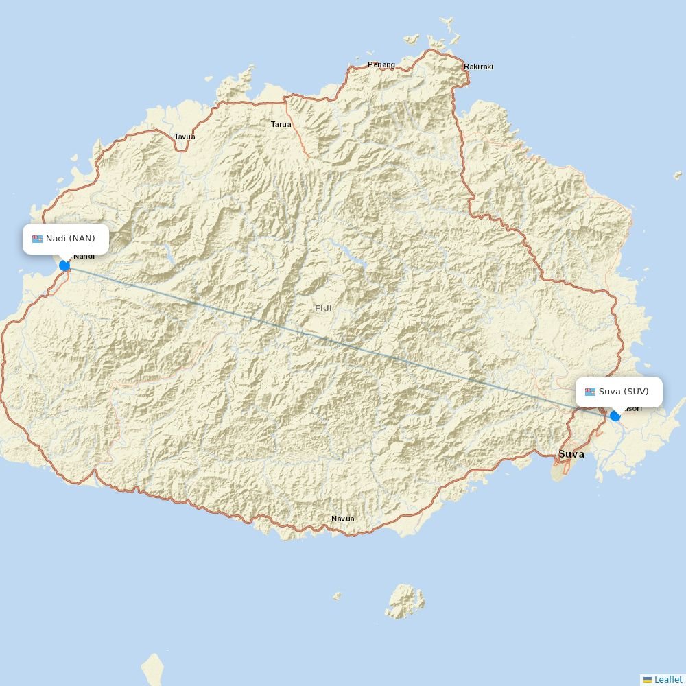Fiji Airways Airline Routes FJ 2026 Map Flight Routes SUV NAN 
