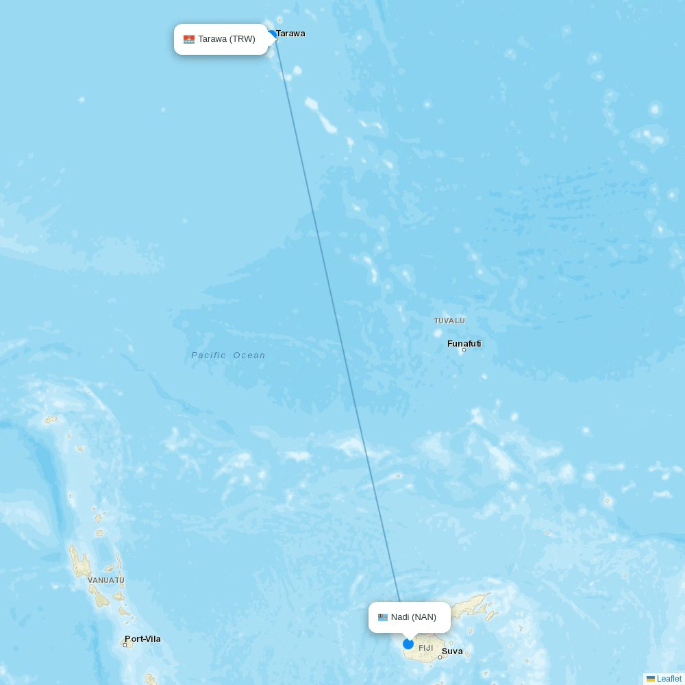 Fiji Airways Airline Routes FJ 2026 Map Flight Routes TRW NAN 