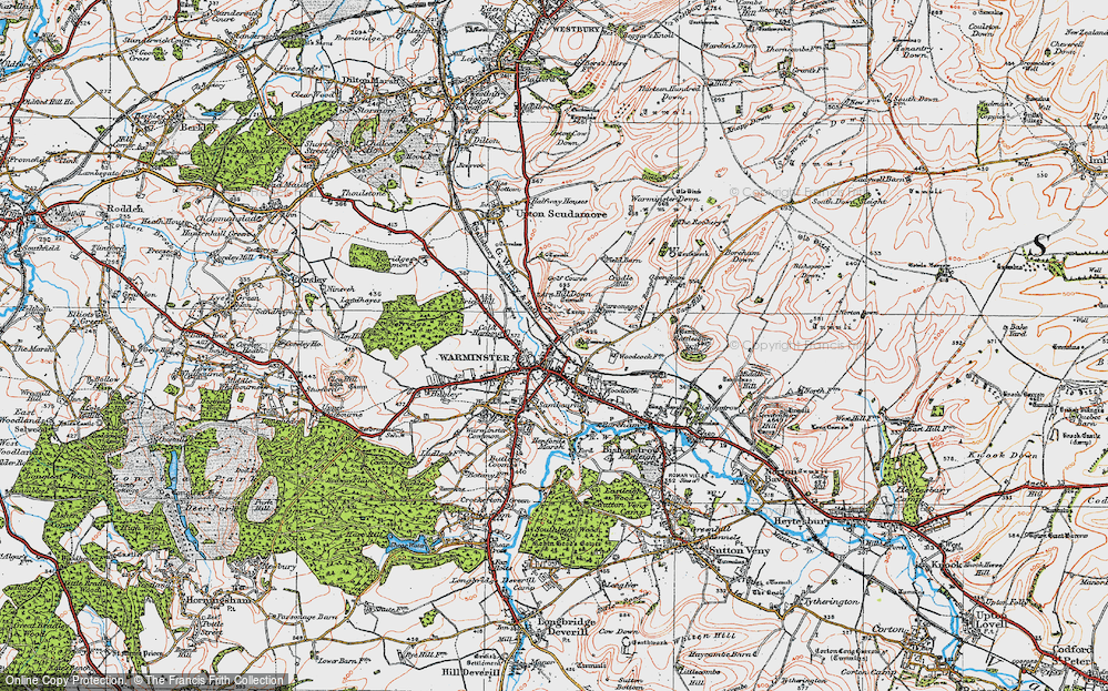 Historic Ordnance Survey Map Of Warminster 1919 Warminster 1919 Pop860819 Large 