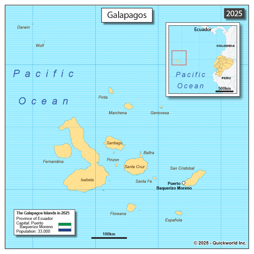 Galapagos On A World Map Qmg Ecu Y25 Q21 