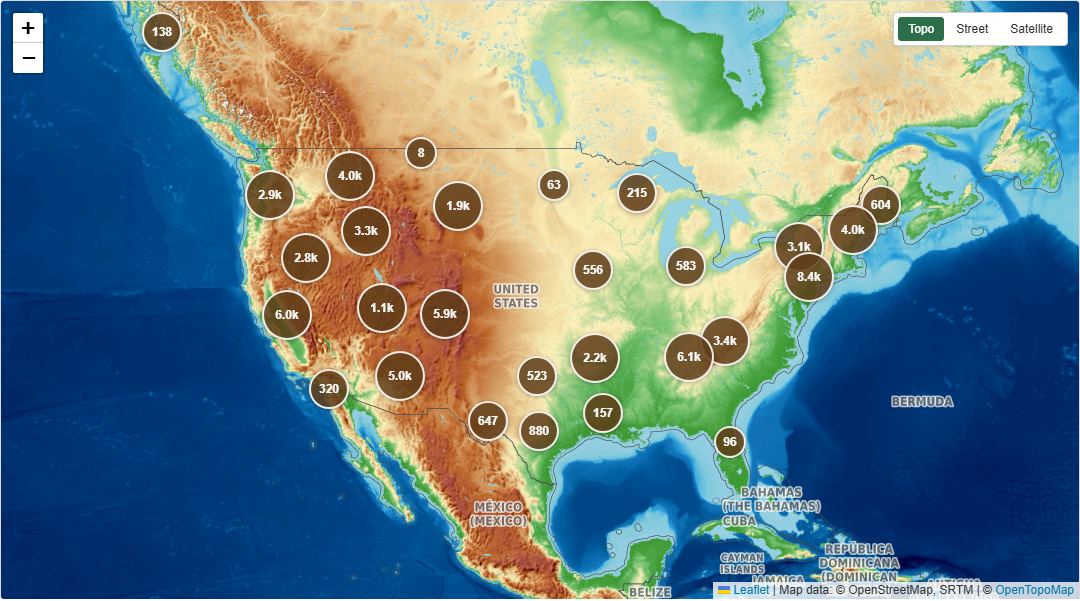 US Mountain Peaks Map Every Named Summit In The United States Us Mountain Peaks Map Featured 