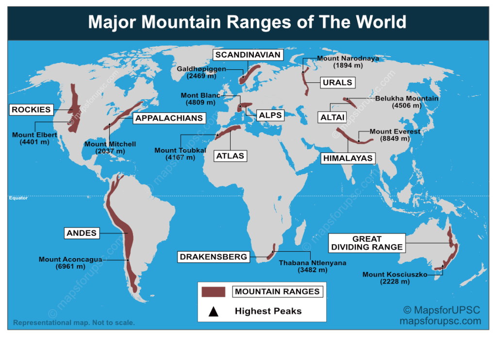 US Mountain Majesty A Visual Guide Major Mountain Ranges Of The World Map 1024x698 