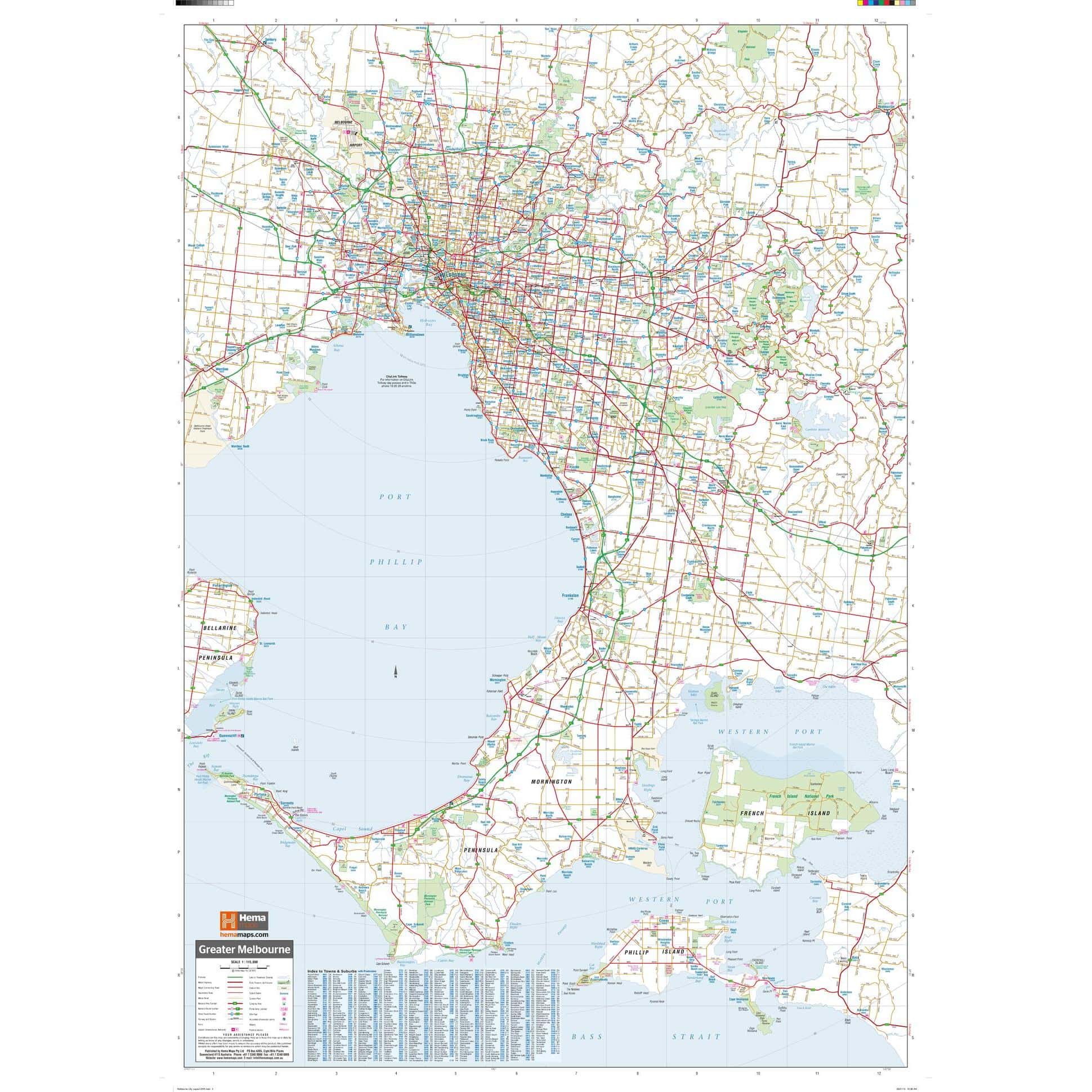 Melbourne Region Wall Map By Hema The Map Shop ZEOMEL01F Large 