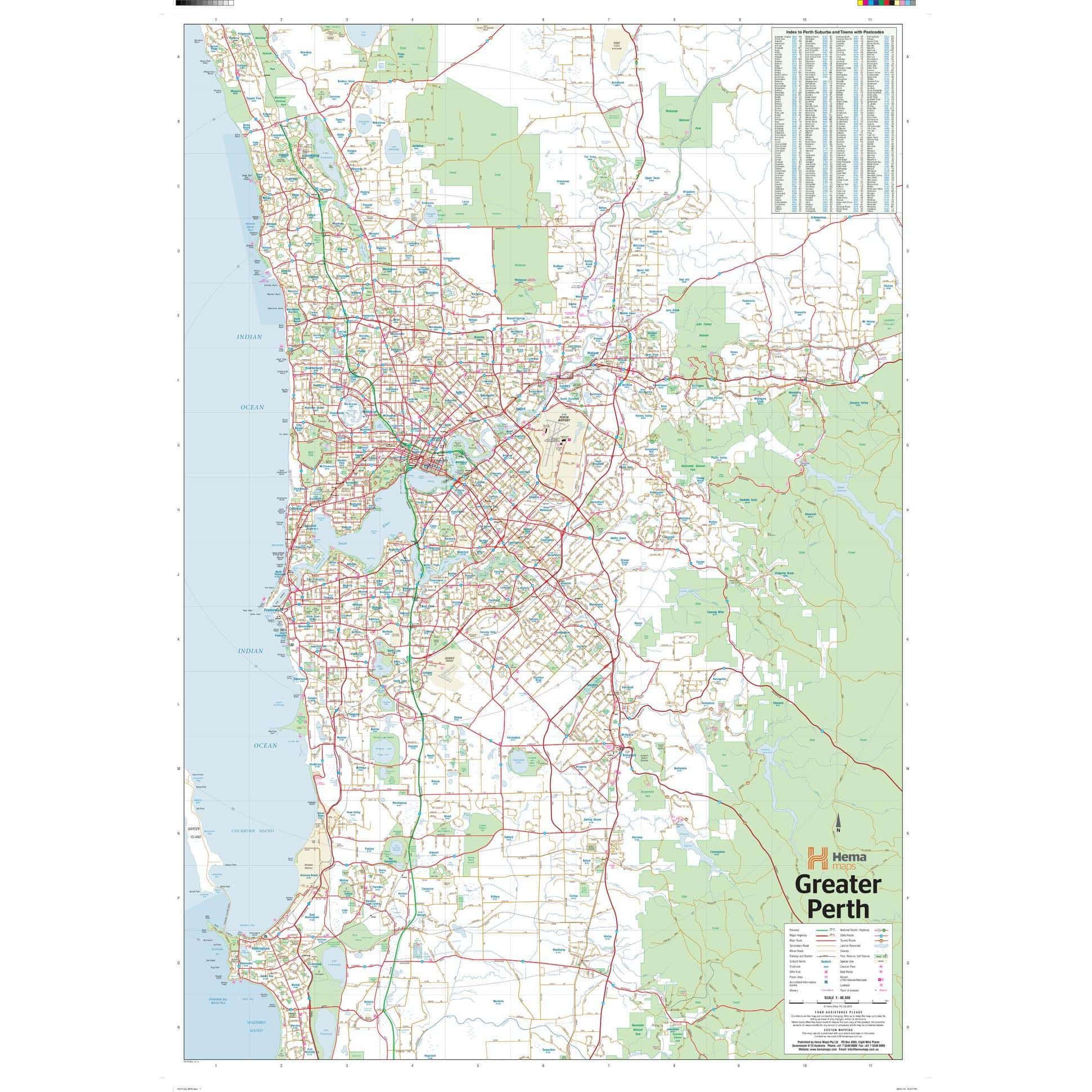 Perth Australia Regional Wall Map By Hema The Map Shop ZEOPER01F Large 