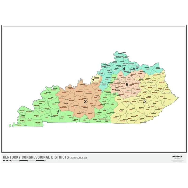 Kentucky Districts Wall Map 2026 Shop.