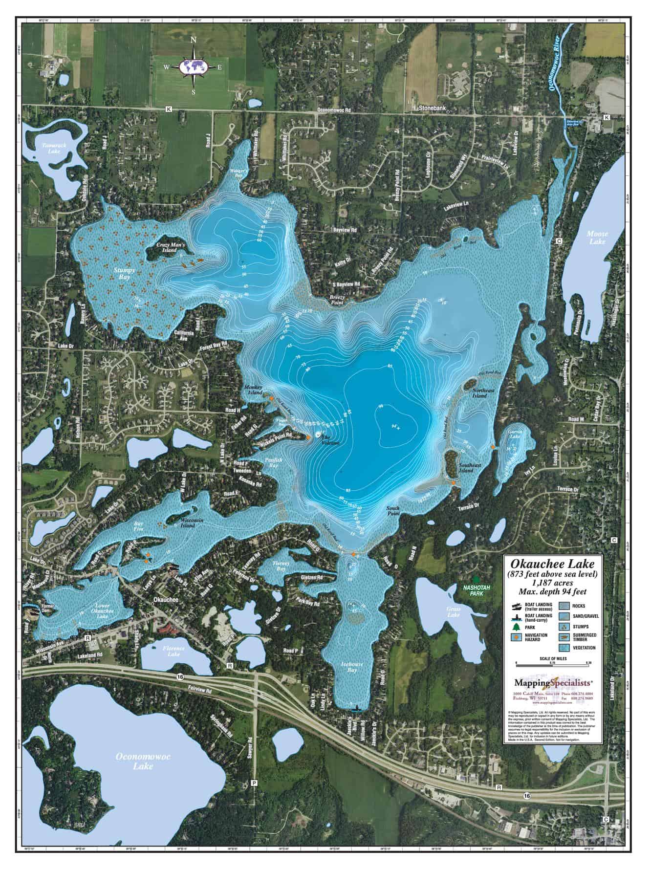 Okauchee Lake By Mapping Specialists The Map Shop MSLLM37 Large 
