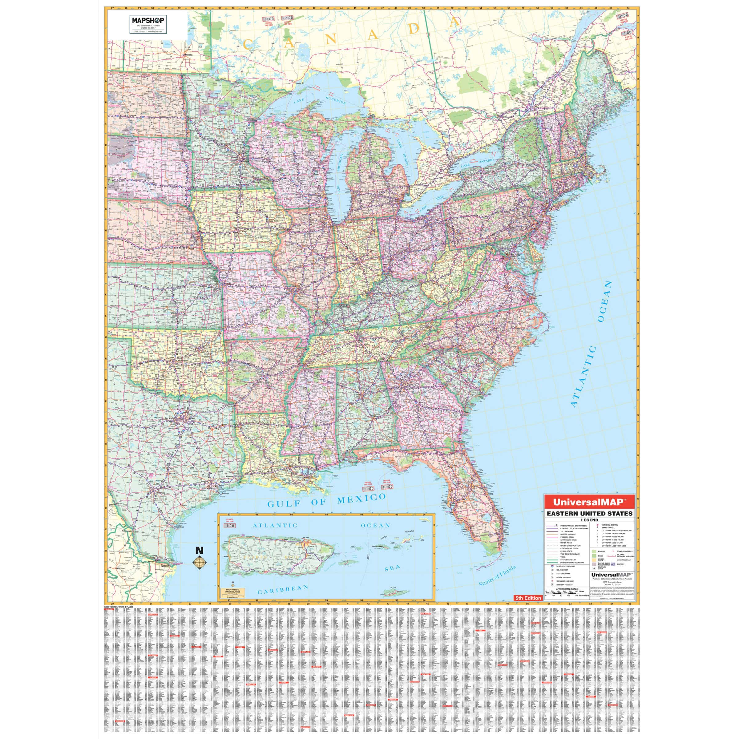 Eastern United States Wall Map East Coast USA Shop KA R US.