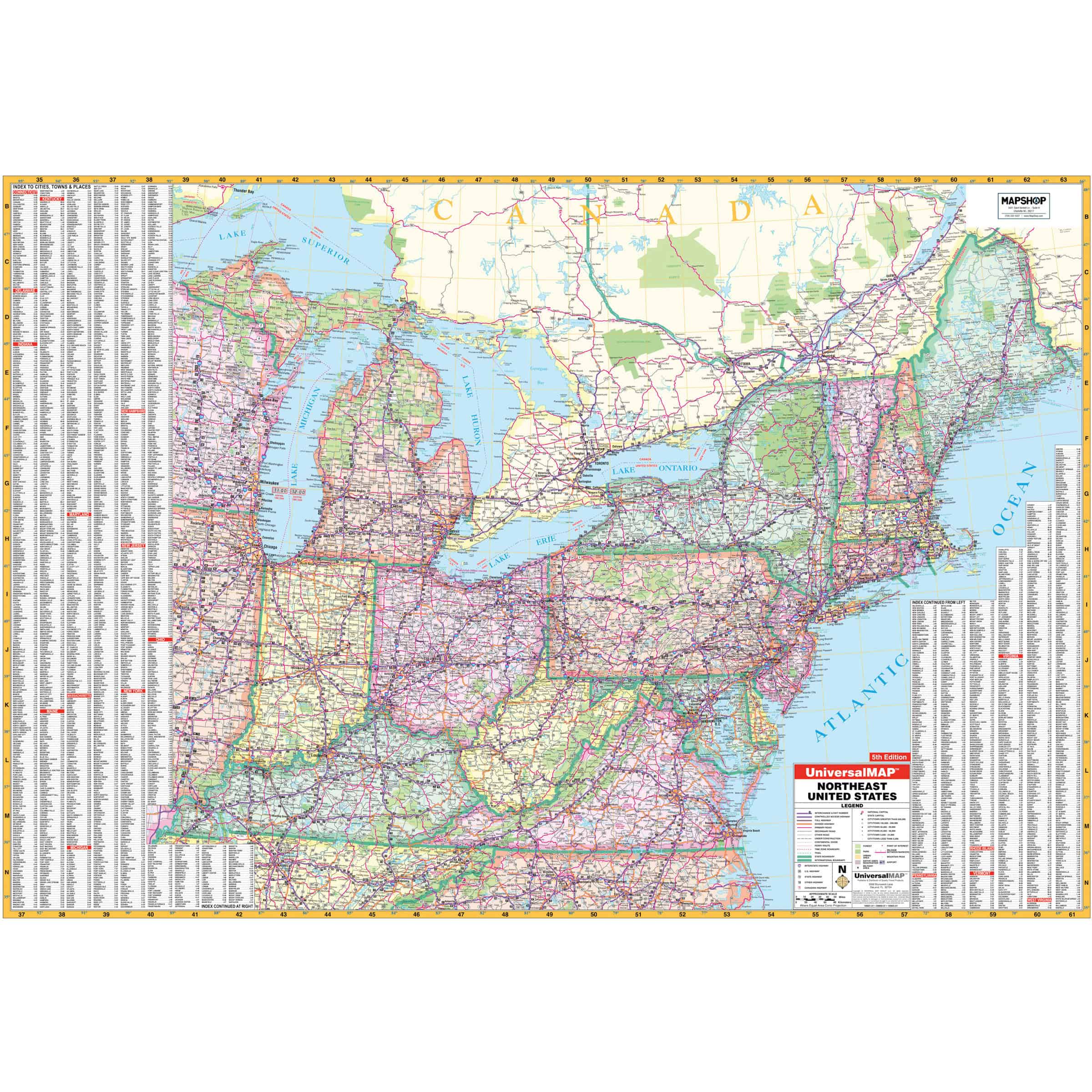 Northeast US Wall Map United States Map Shop KA R US NORTHEAST 