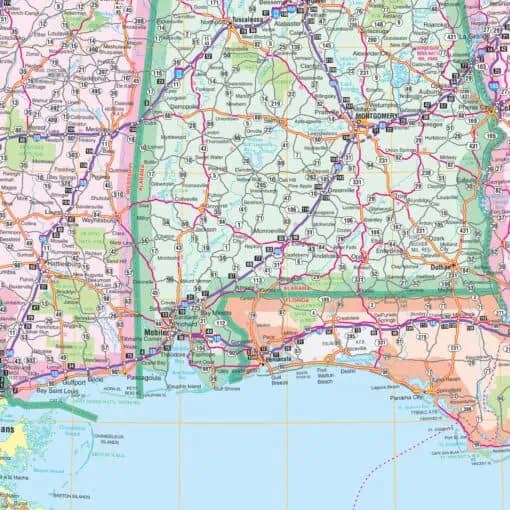 Southeast Louisiana United States Regional Wall Map Kappa KA R US LA Detail.