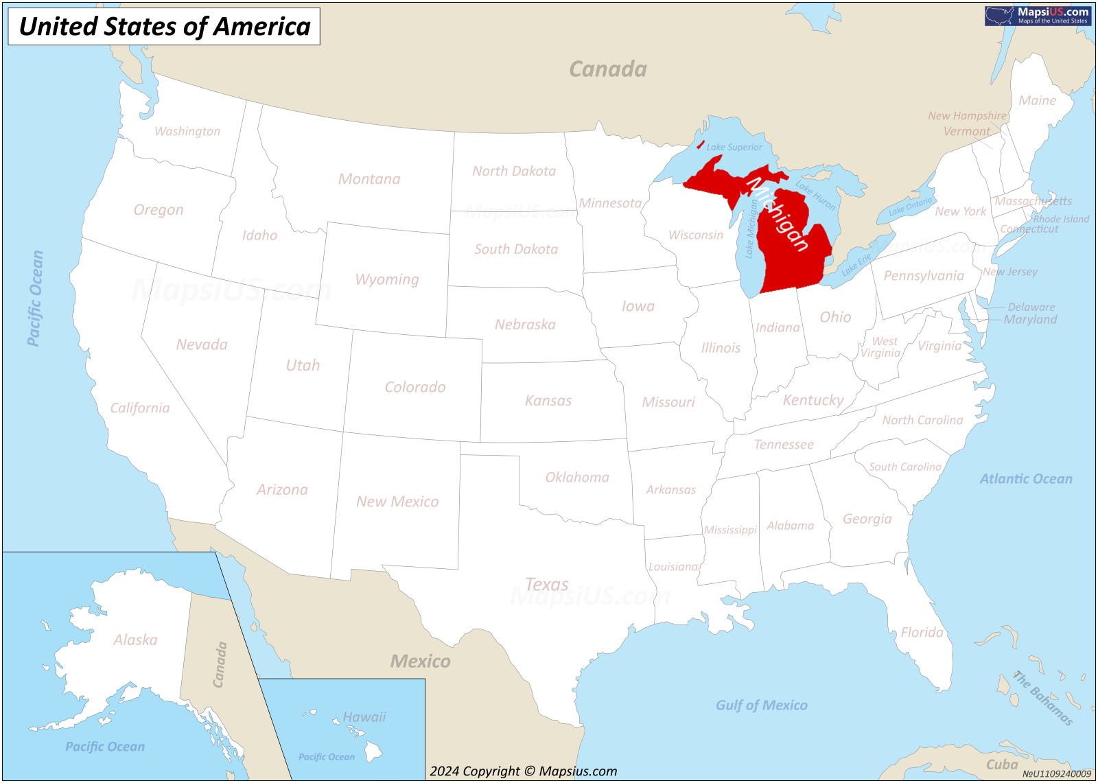 Map Of Michigan State USA Mapsius Com Michigan Location Map 