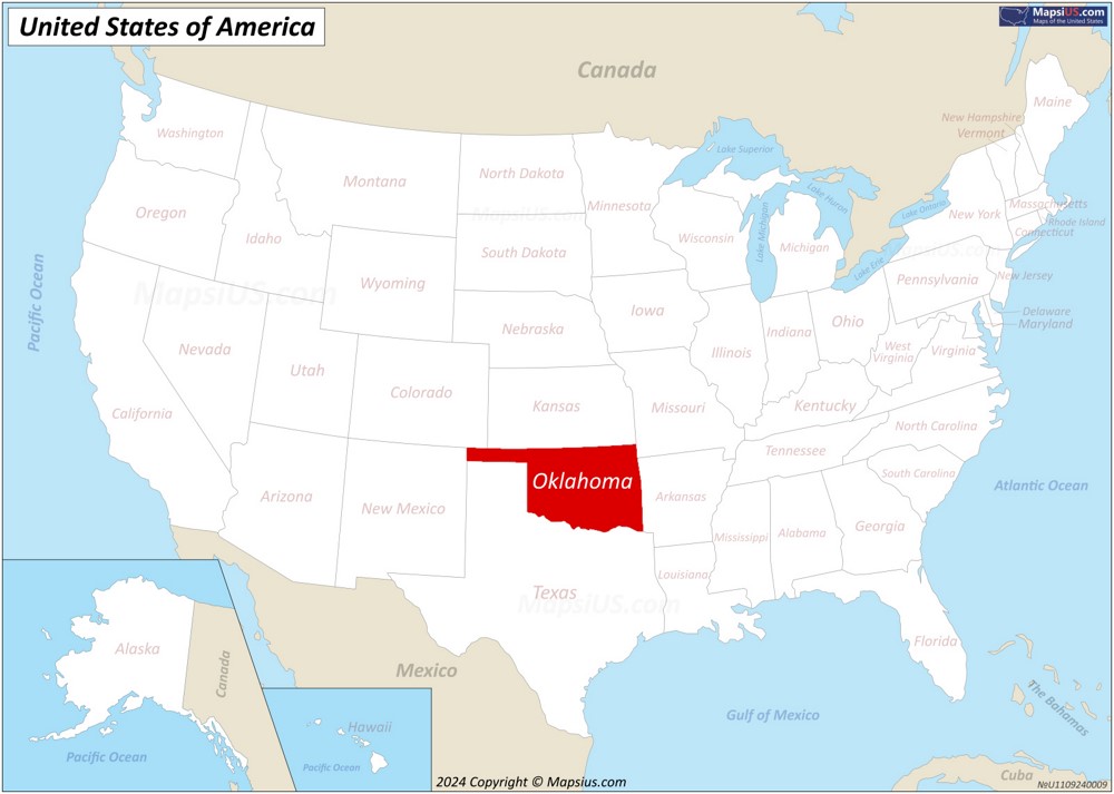 Map Of Oklahoma State USA Mapsius Com Oklahoma Location Map 1 