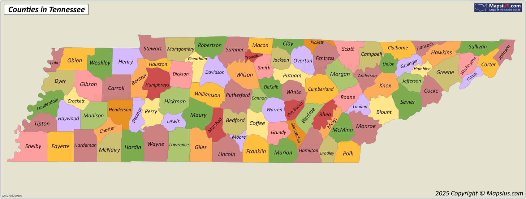 Tennessee Map By County Tennessee County Map 