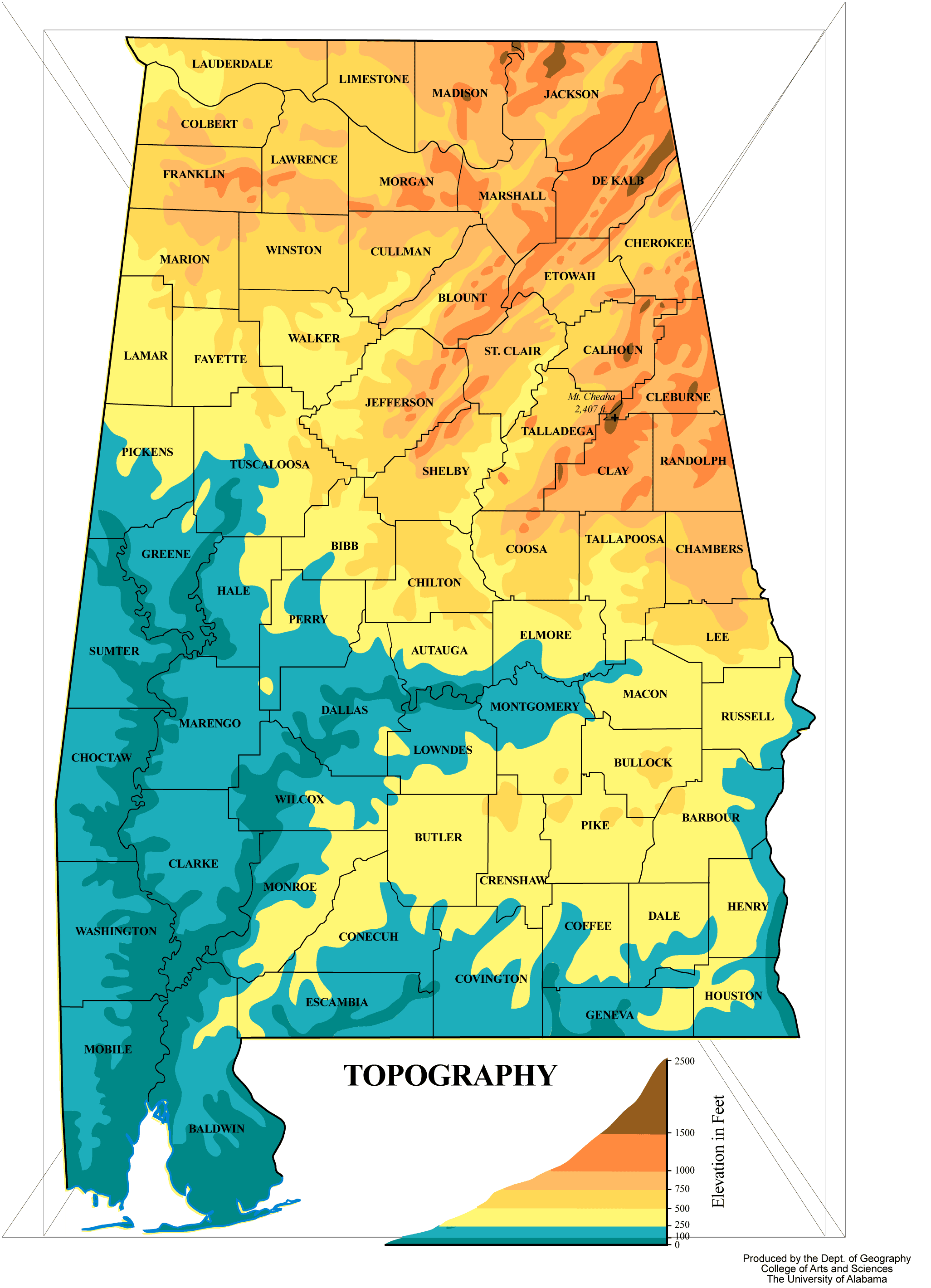 Alabama Topographic Map MapSof Net Alabama Topographic Map 