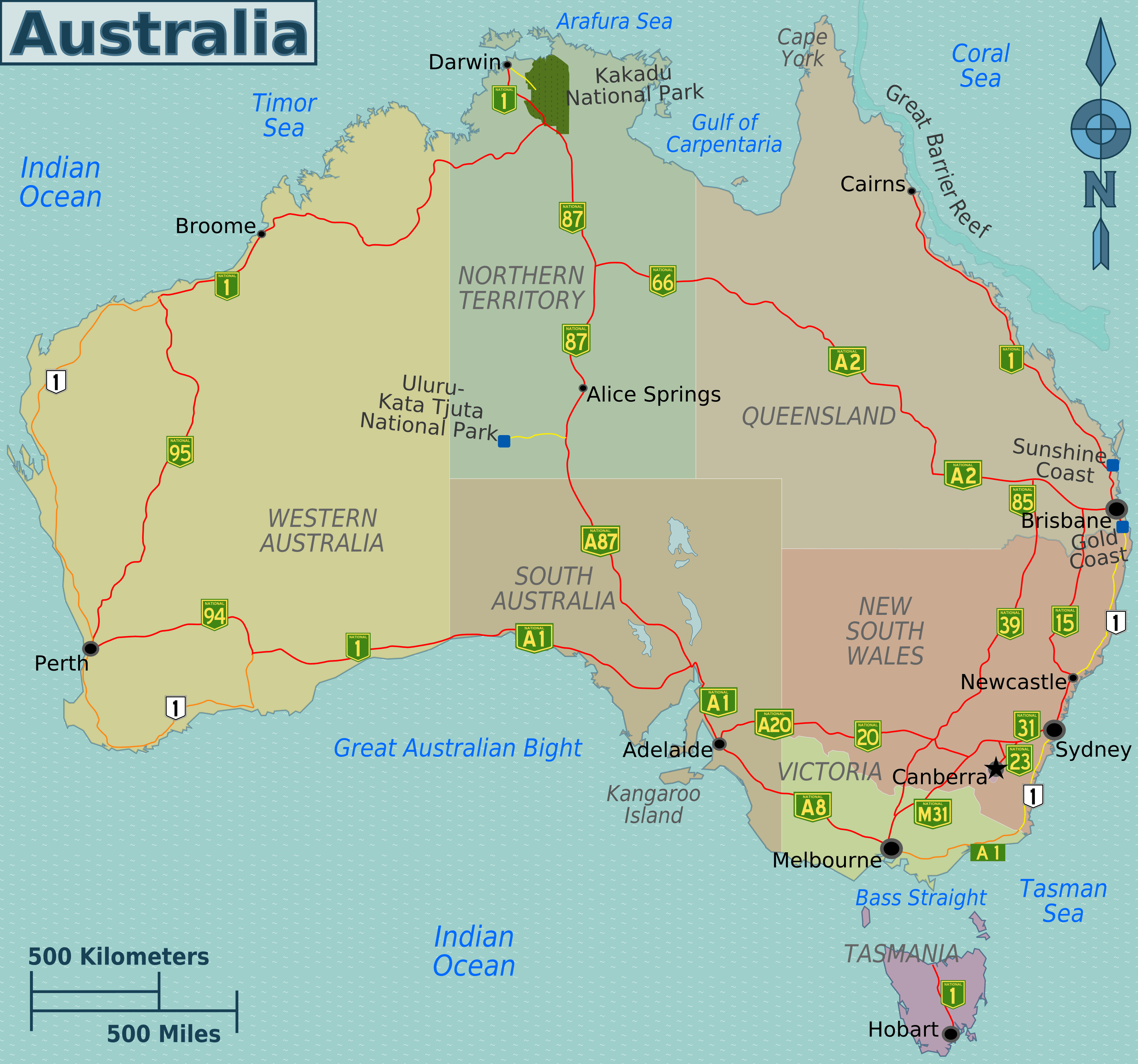 Australia regions map • mapsof.net