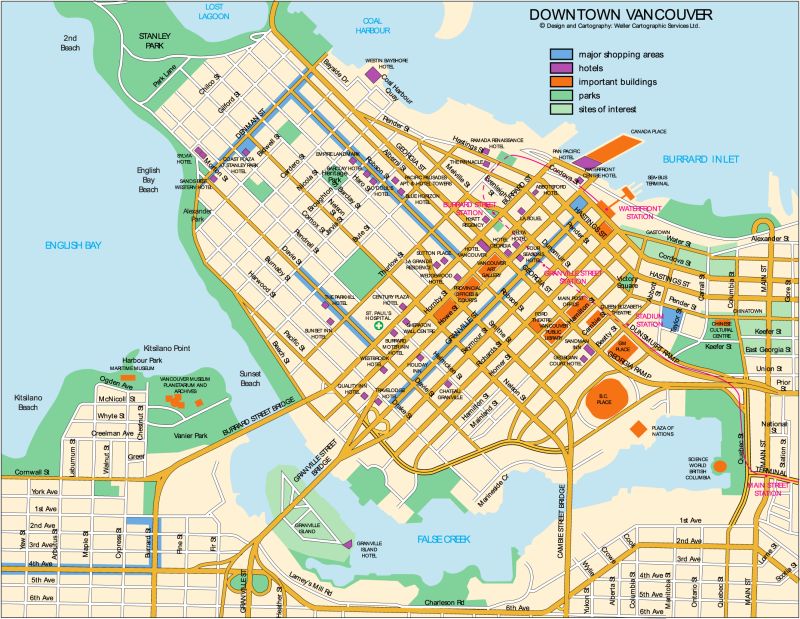 Vancouver Downtown Map Mapsof Net - Beautiful Dark Background - Mobile