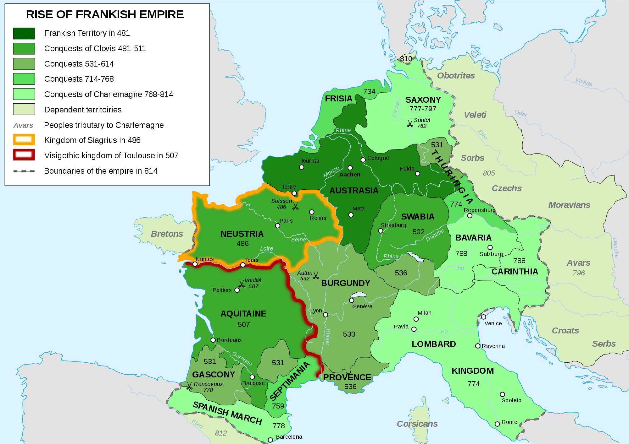 Frankish Empire 481 To 814 Mapsof Net Frankish Empire 481 To 814 