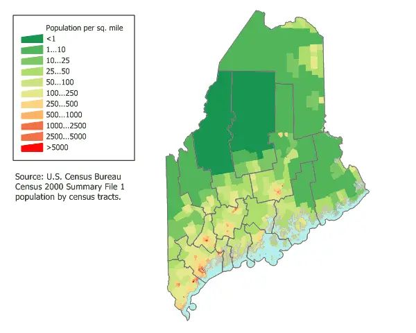 Maine Population Map Mapsof Net - Perfect Colorful Image - High Resolution