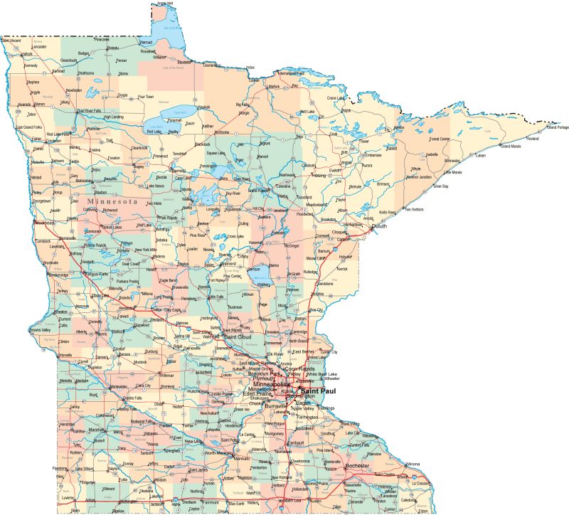Minnesota Highway Map With Cities Mapsof Net - Beautiful HD Ocean Backgrounds | Free Download