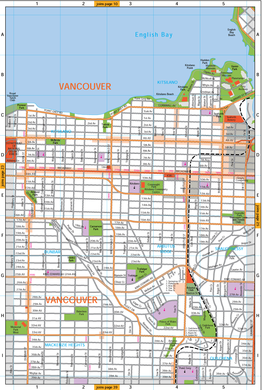 Physical Map Of Vancouver Vancouver Kitsilano Map 