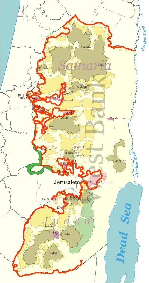West Bank Barrier Map West Bank Closures Wikipedia Westbank Barrier 