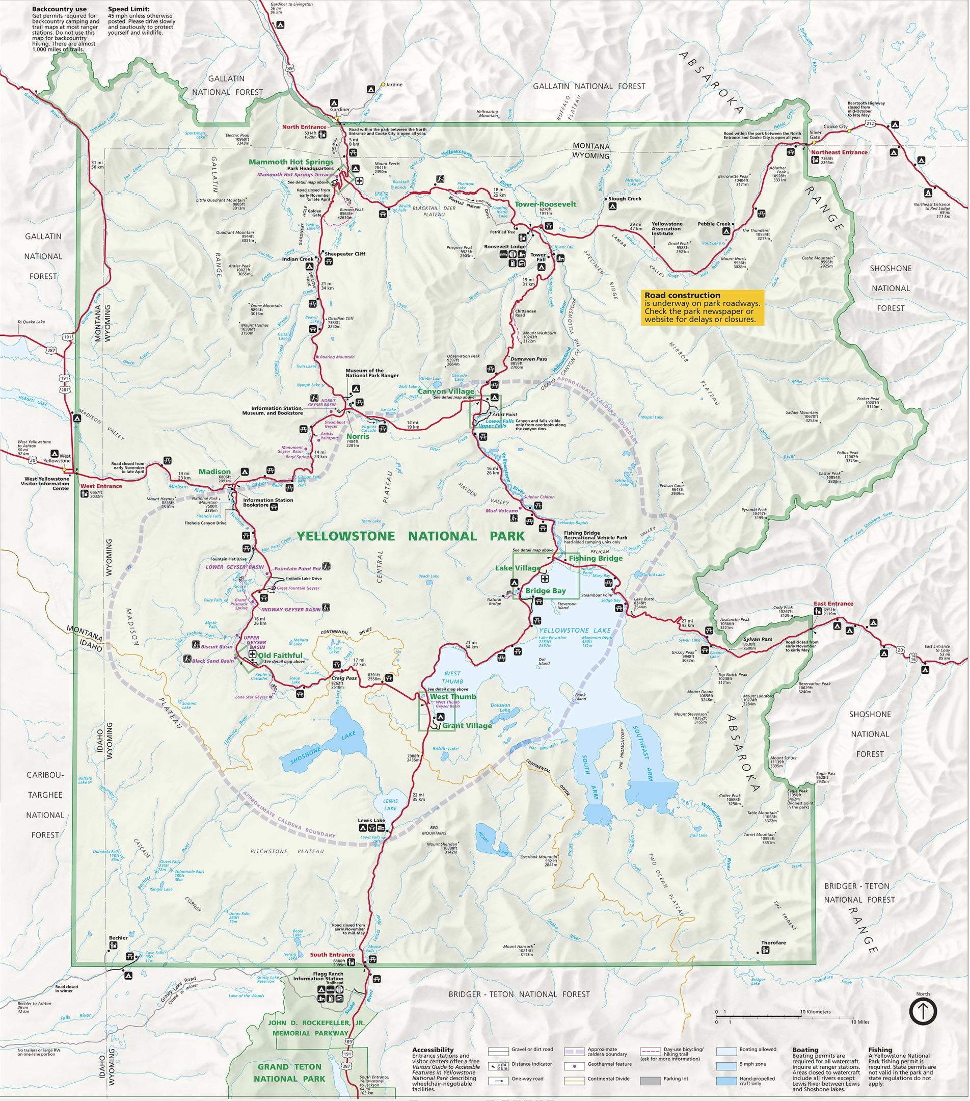 Printable Map Of Yellowstone National Park Yellowstone National Park Map 