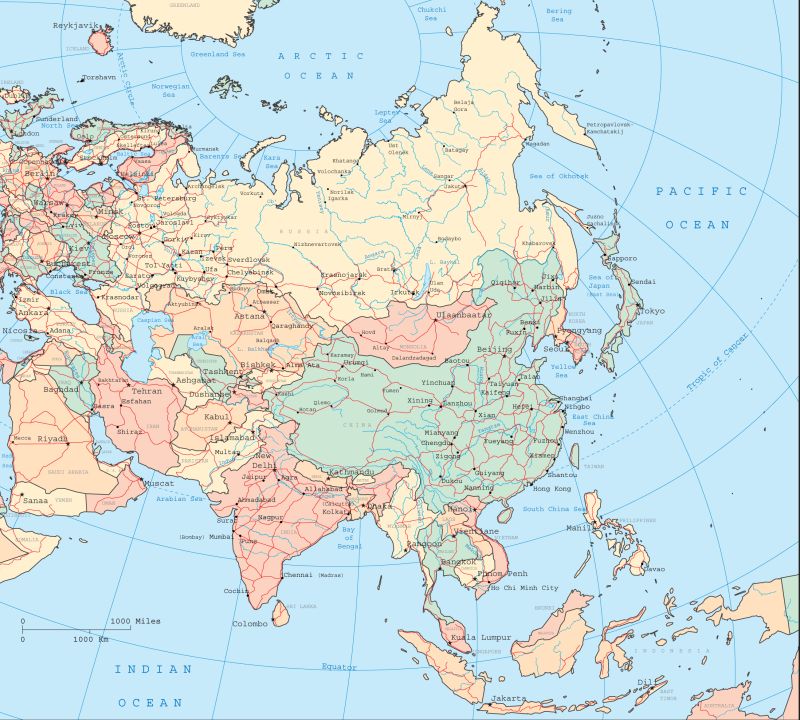 Asia Map Mapsof Net - Best Gradient Pictures in High Resolution