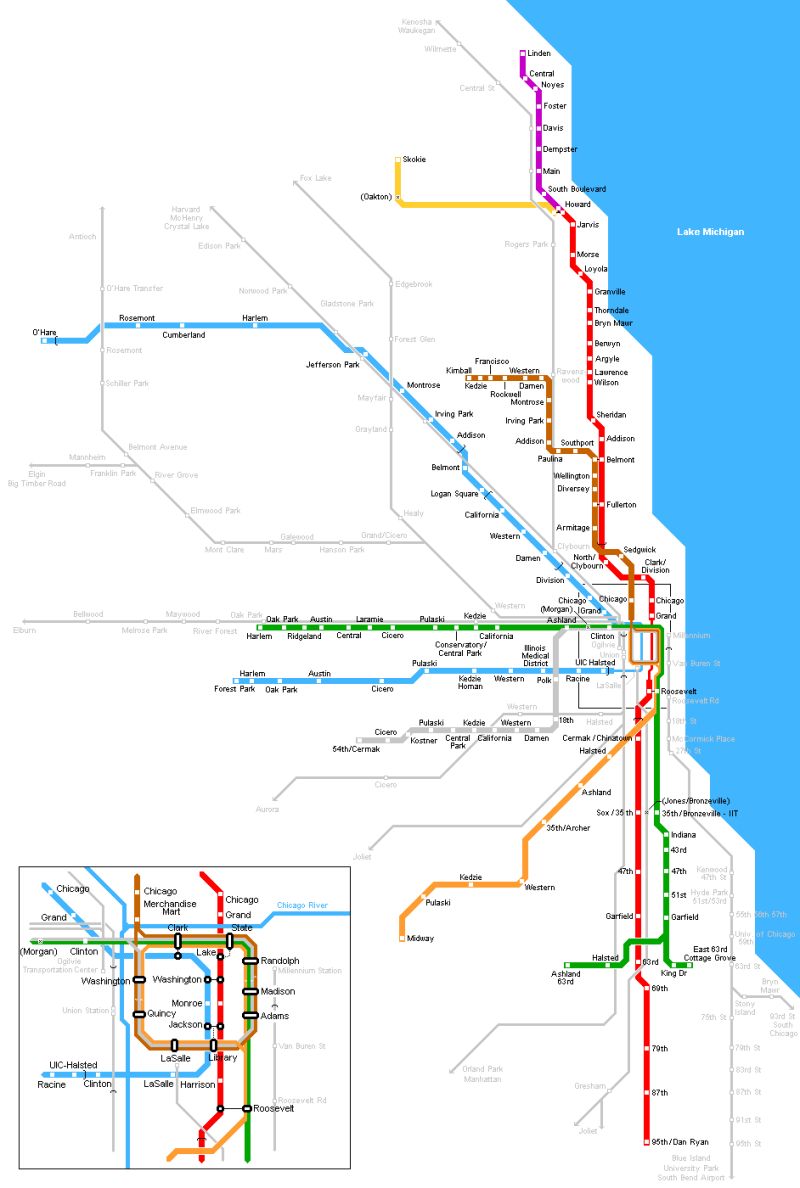 Chicago Metro Map Subway Mapsof Net - Premium Geometric Design Gallery - Full HD