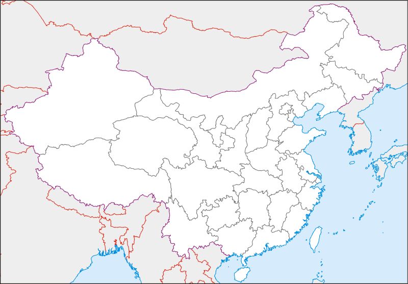 China Blank Map 1 Mapsof Net - Mountain Illustrations - Professional High Resolution Collection