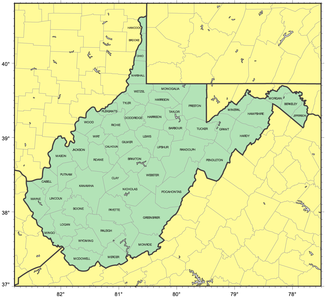 County Maps West Virginia Counties Map Of West Virginia 