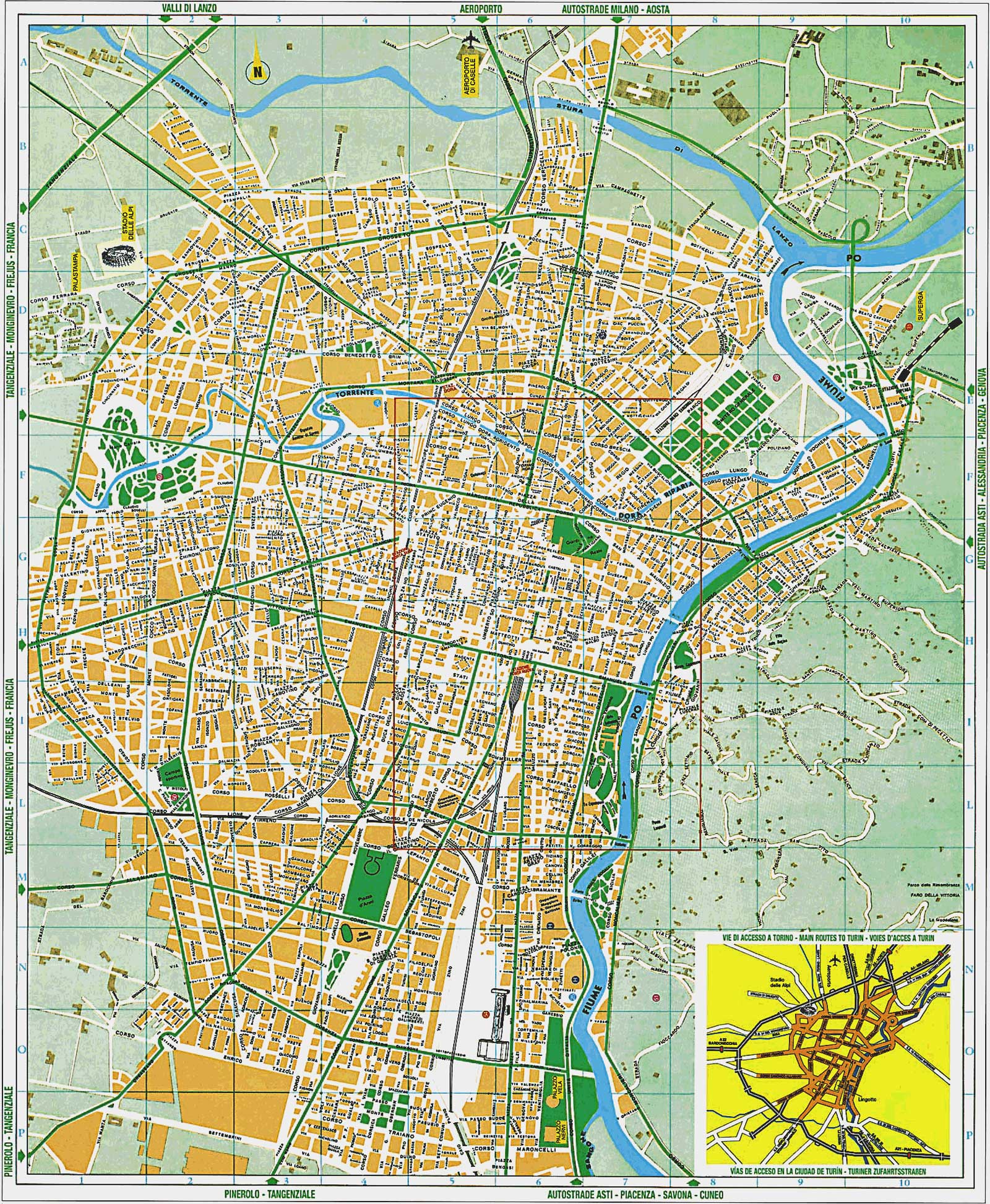 Detailed city map of turin (torino) • mapsof.net