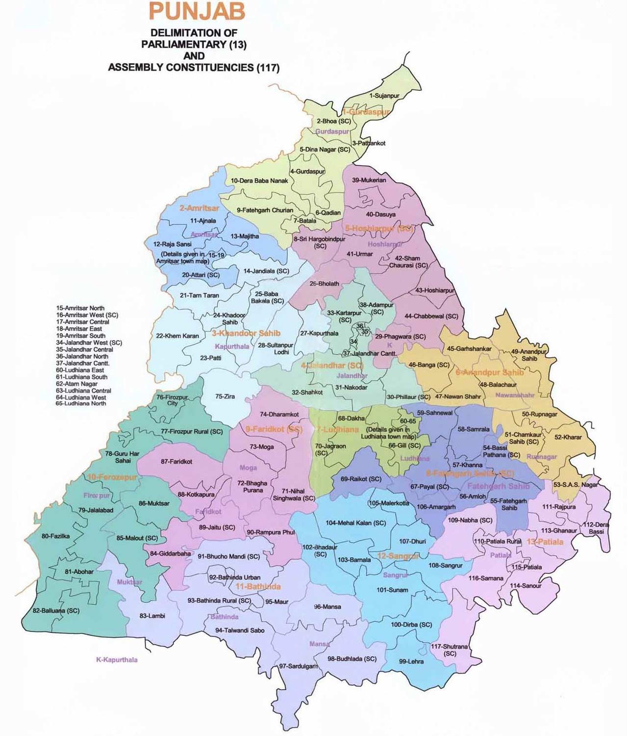 Detailed map of punjab