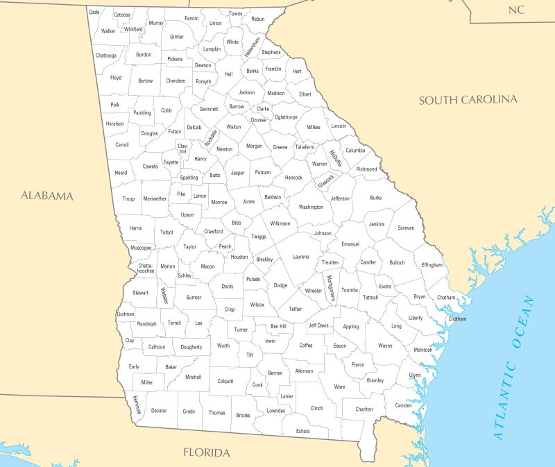 Georgia Reference Map Mapsof Net - Premium Light Art Gallery - 4K