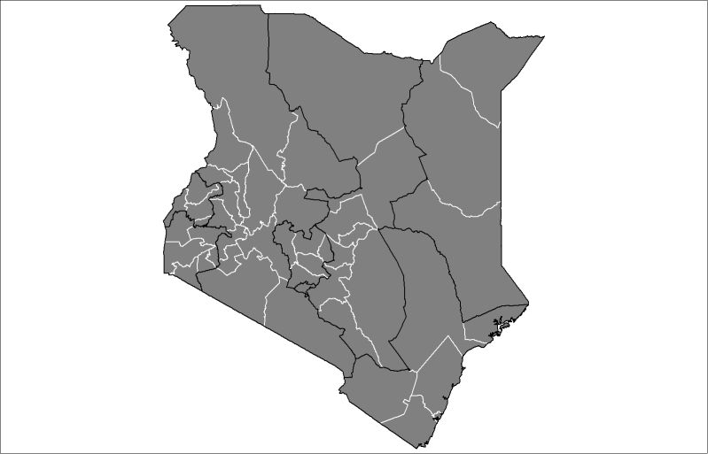Kenya Districts Colored Mapsof Net - Dark Image Collection - Mobile Quality