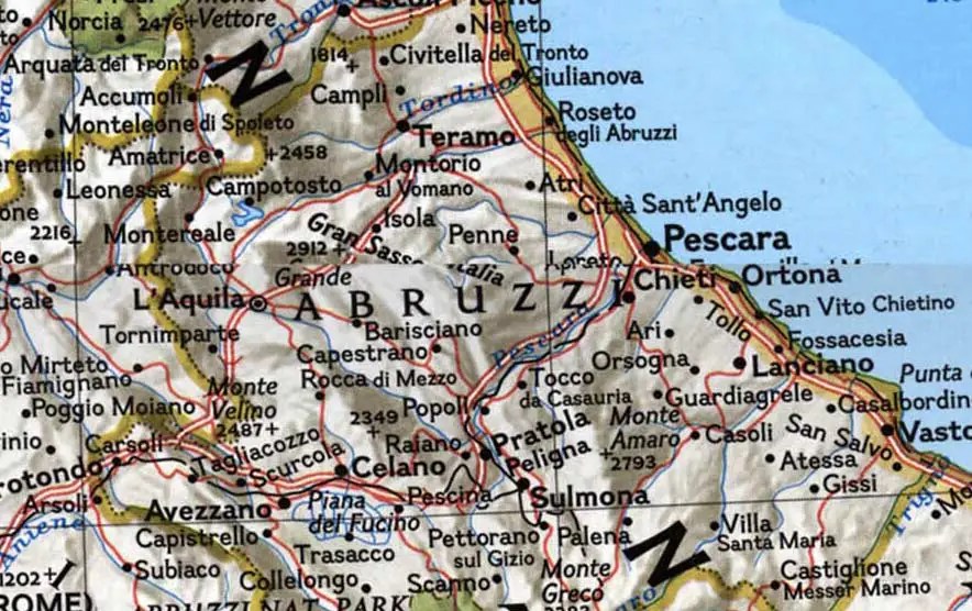 Physical Map Of Abruzzo Mapsof Net Physical Map Of Abruzzo 