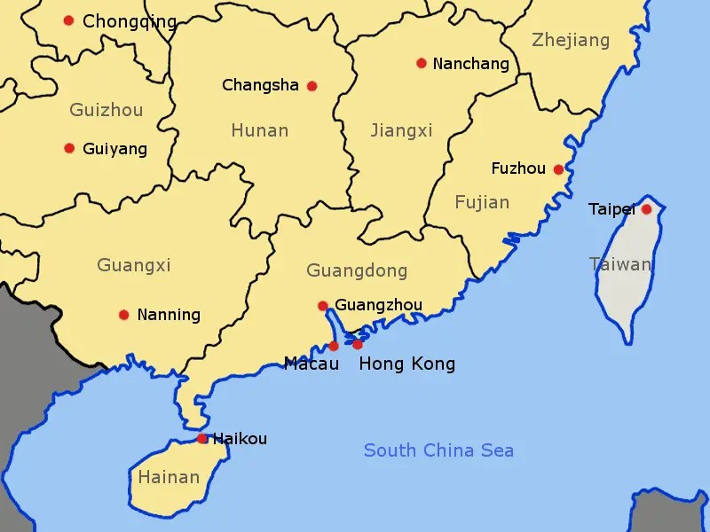 Map Of South China South Eastern China 