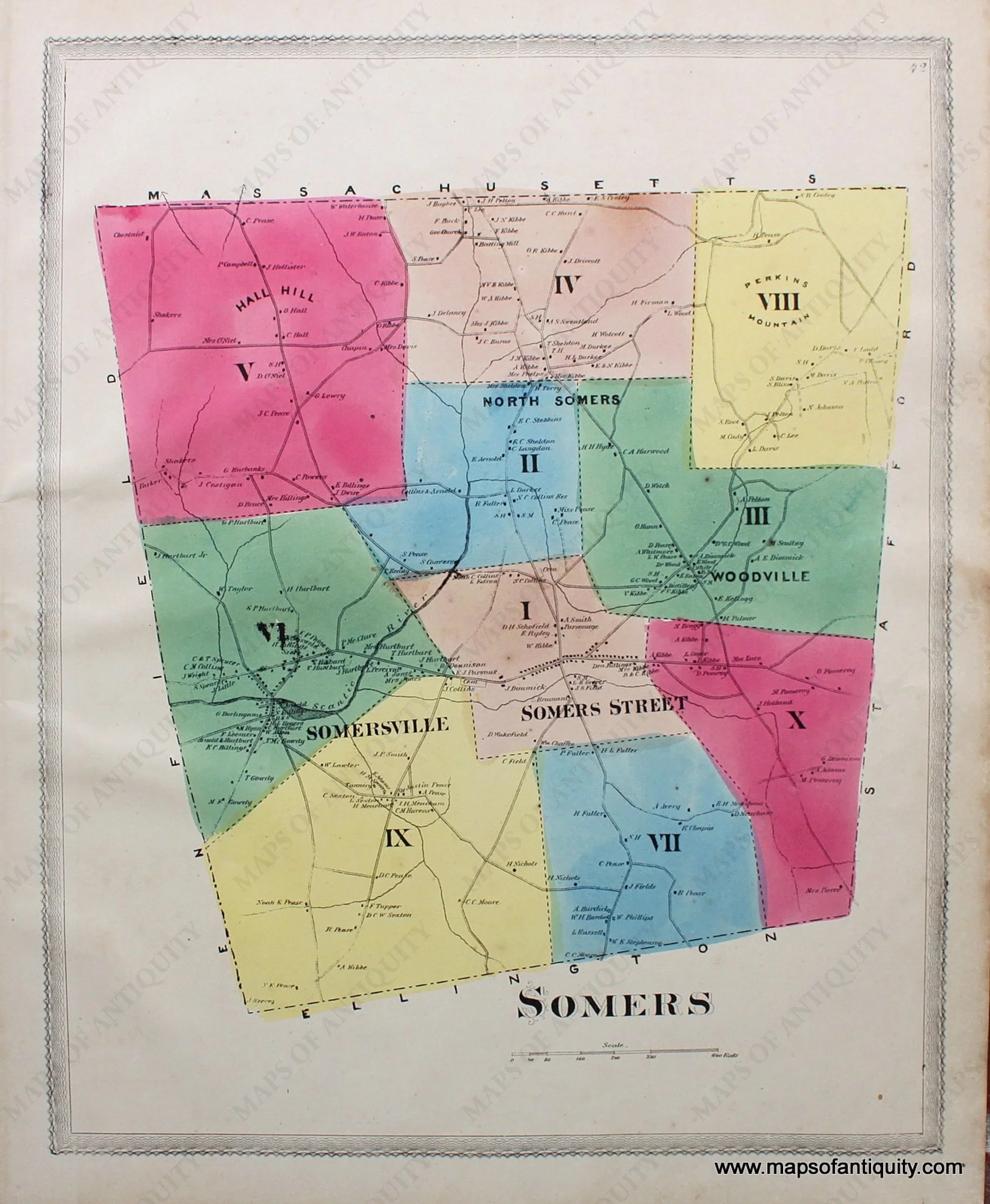 1869 Somers CT Antique Map Maps Of Antiquity CON131.webp