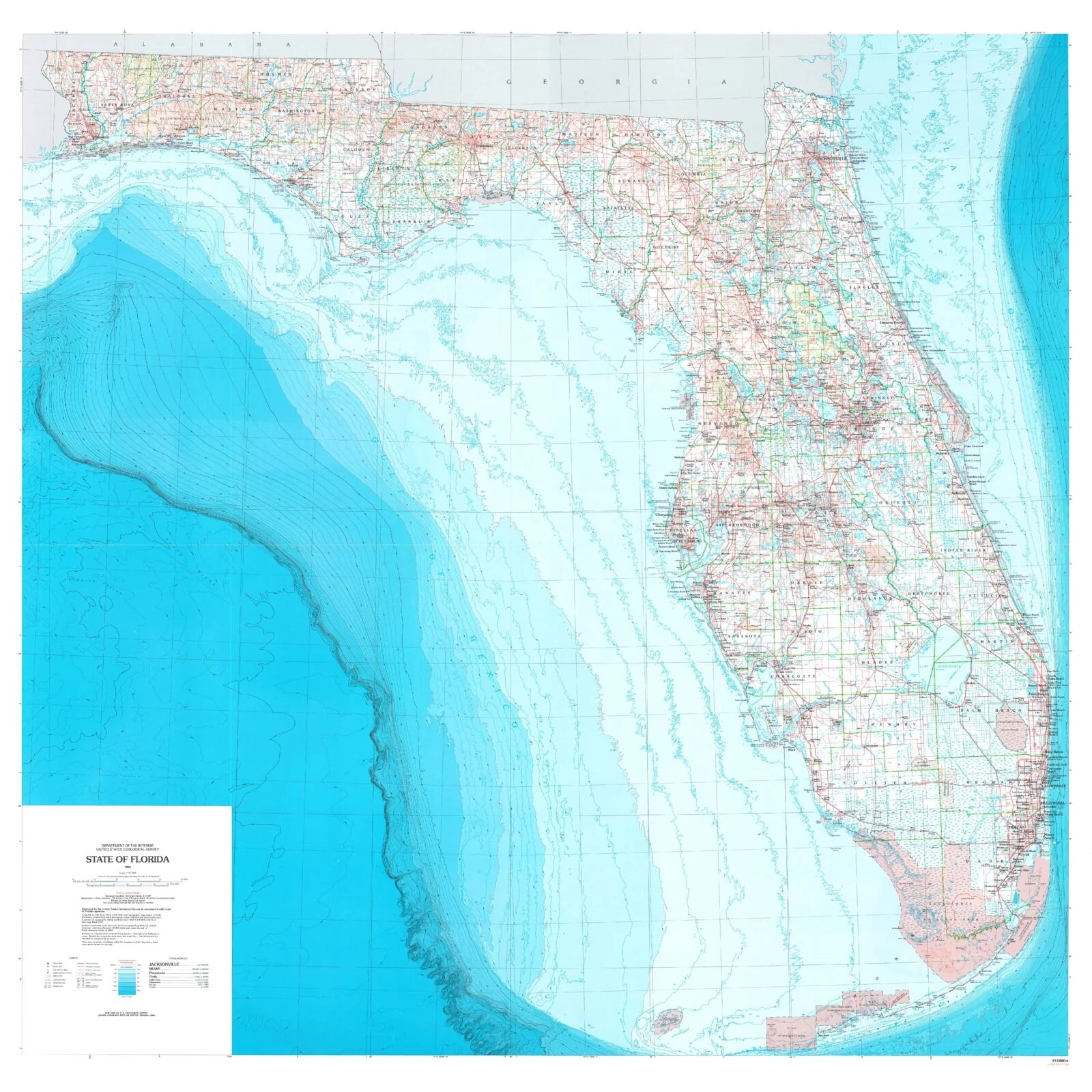 State Of Florida Topographic Map MyTopo Map Store USGS State Florida Topographic 