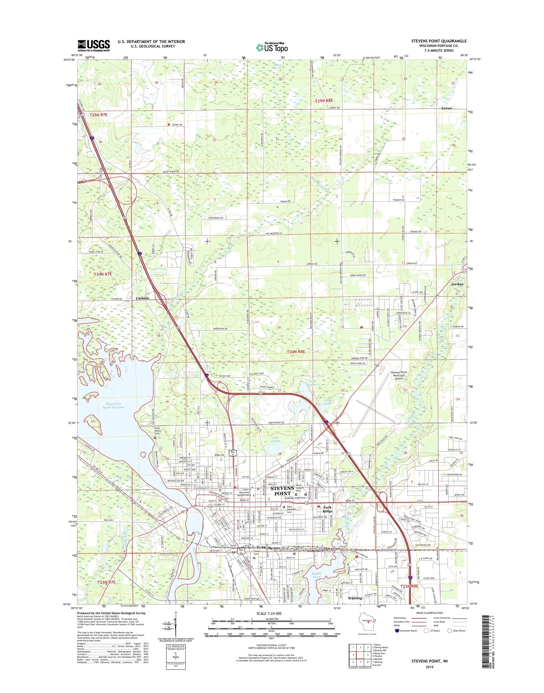 Stevens Point Wisconsin US Topo Map MyTopo Map Store WI Stevens Point 20151130 TM Geo 