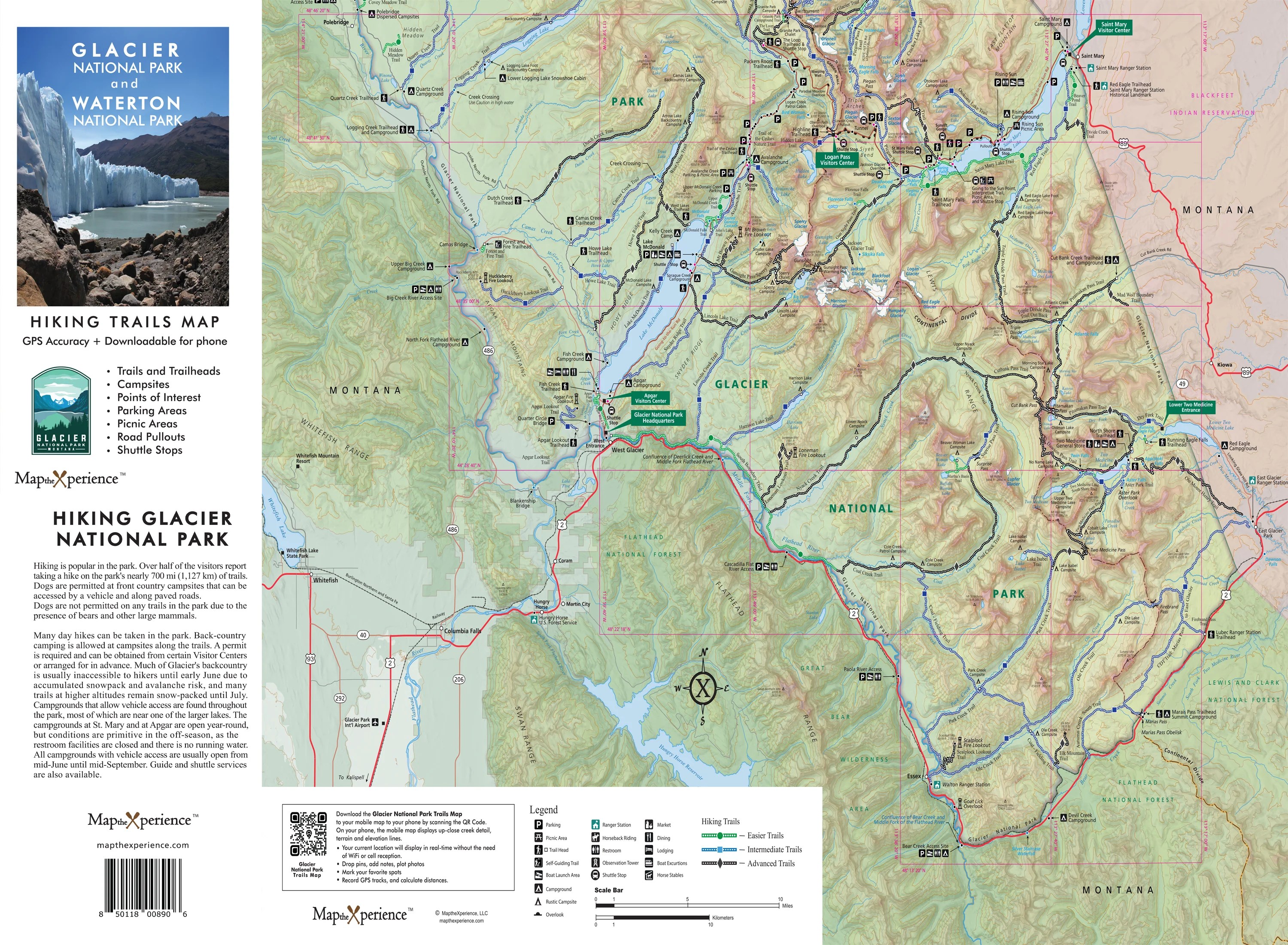 Glacier National Park Hiking Map Navigate Explore Safely.