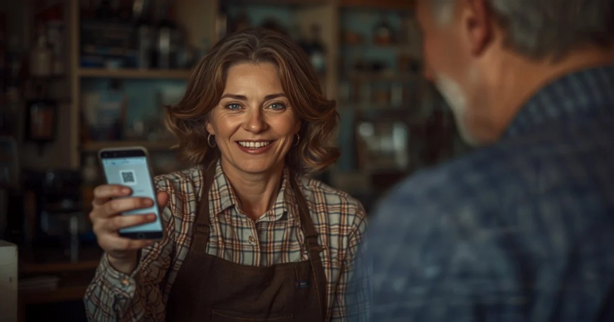 Antreprenoare cerând unei cliente o recenzie Google prin cod QR — cum obții mai multe recenzii Google