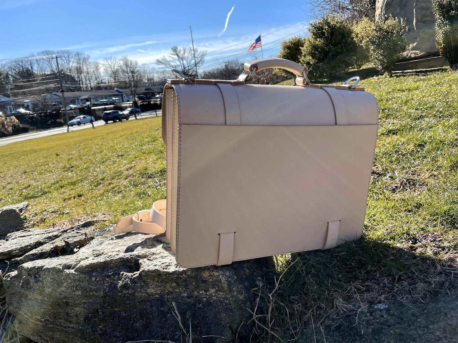 Wallace 290 Briefcase - Natural Vegetable Tanned Leather