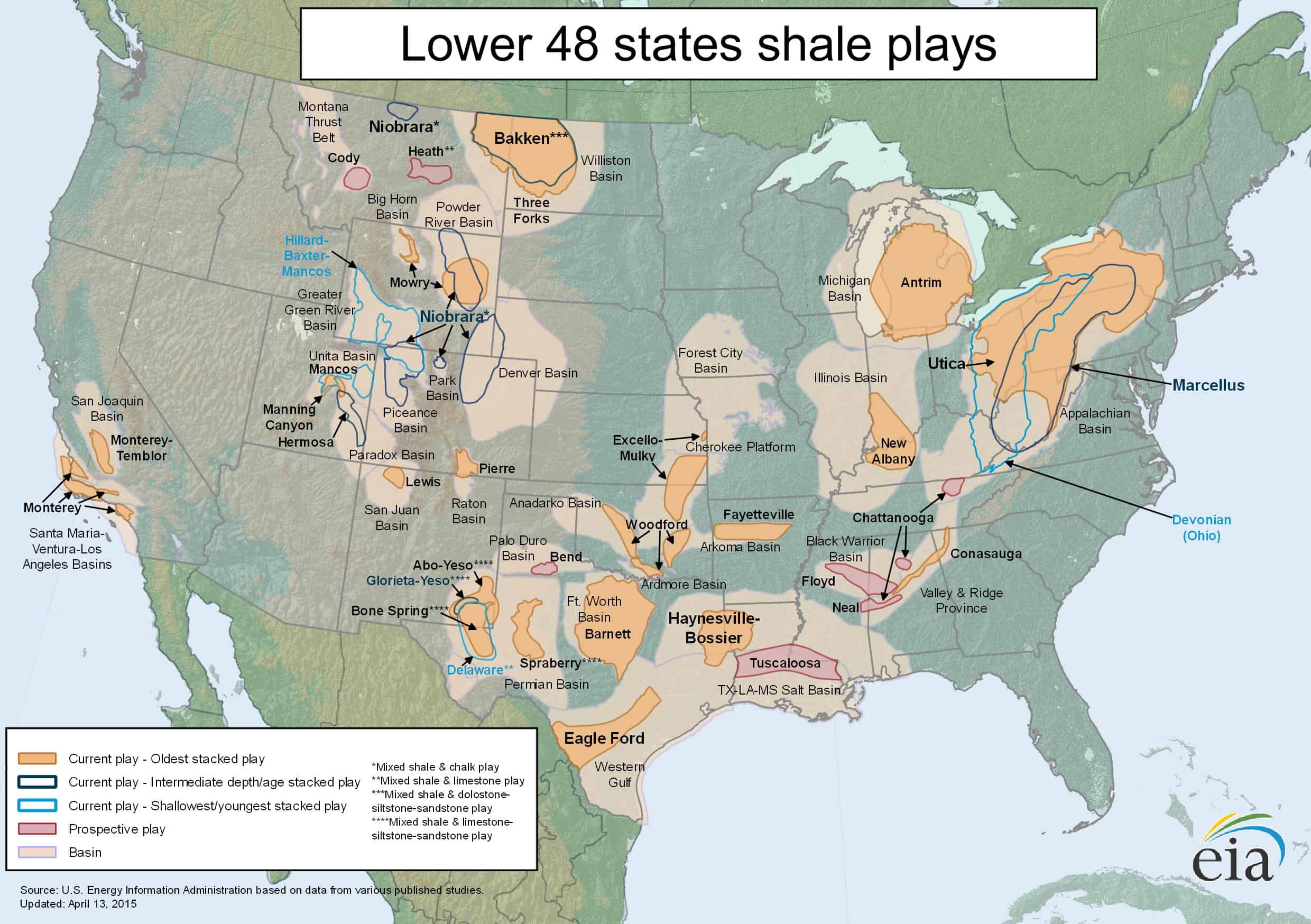 Free Map EIA S Lower 48 States Shale Map Updated Marcellus Shale Gas 