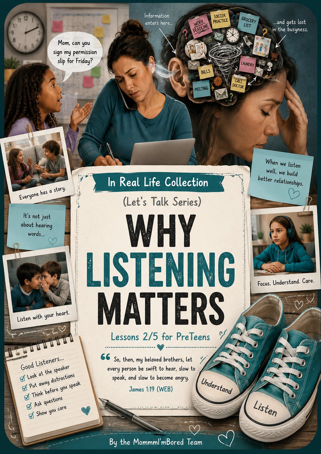 Cover for Lesson 2, Why Listening Matters, from the In Real Life Collection – Let's Talk Series, teaching preteens how listening strengthens relationships through biblical wisdom and practical communication.