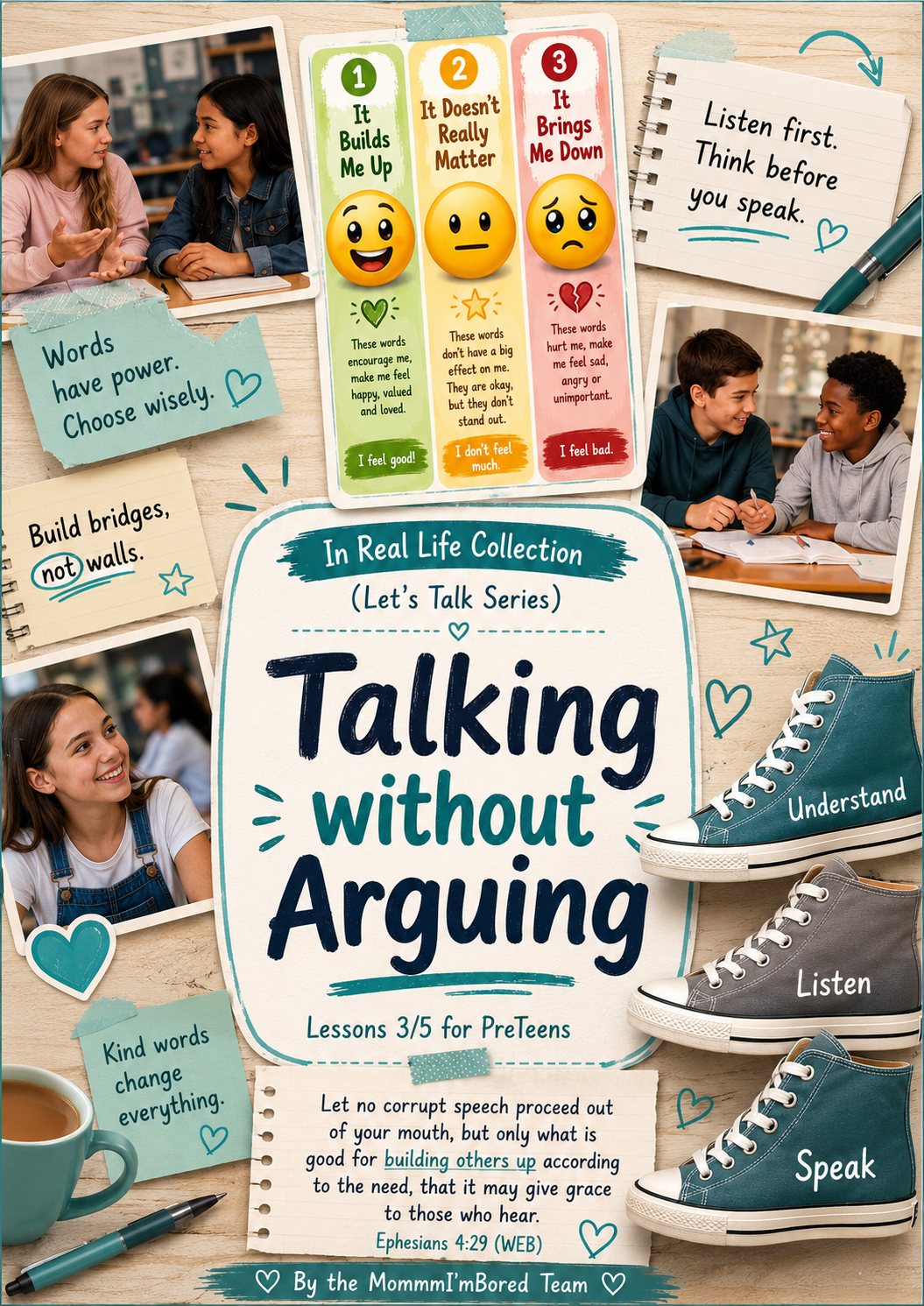 Cover for Lesson 3, Talking Without Arguing, from the In Real Life Collection – Let's Talk Series, teaching preteens how to communicate with kindness, wisdom and self-control using biblical principles.