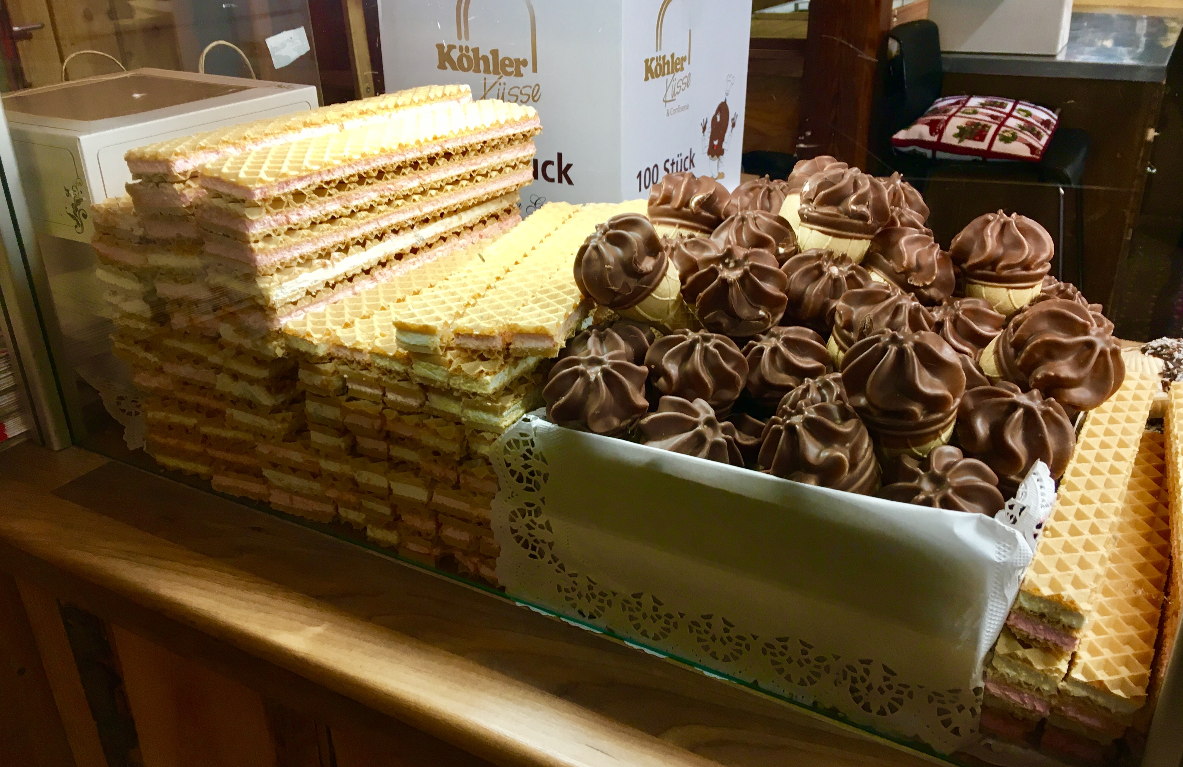 Waffles and cookies with cream