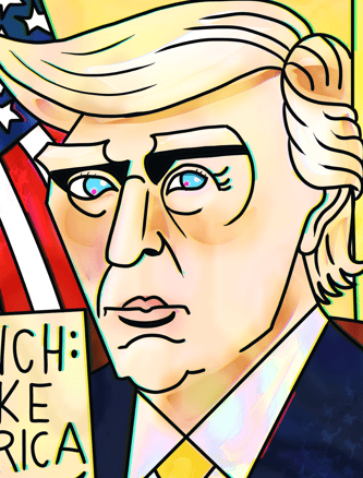 President Trump Detail Lake America – Trump, Carney and LeBlanc Political Cartoon