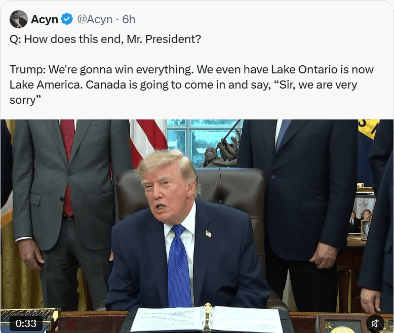 President Donald Trump Mark Carney Political Cartoon Social Media Screenshot
